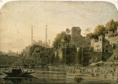 Bathing Scene at the Ghat on the Ganges by William Daniell